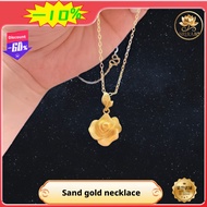 Rantai Leher Collarbone Hadiah Hari Jadi | Kalung Wanita Rantai Pendek Emas 18K Sand Gold | Hadiah H