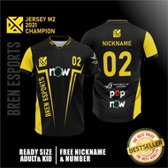 Bren Esports Jersey 2022 【Local Stock】Short Sleeve Polyester Drifit Bren Esports Pattern Jersey Shir