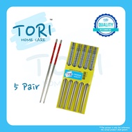 TORI HOME Stainless Steel Chopstick 5 Pair | Cooking Chopstick | Chopstick Set | Natural Steel  Chop