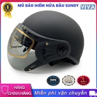 Mũ bảo hiểm nửa đầu Sundy chính hãng nón bảo hiểm nửa đầu có kính mũ bảo hiểm 1/2 đầu cho nam nữ ngư