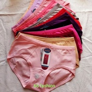 #6266 High Quality 3pcs Women Panties Underwear M - XXL Seluar Dalam Perempuan 3in1 紫红天纯棉中腰女内裤纯色大小码三