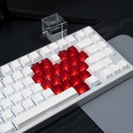 21 pcs Transparent Heart-Shaped Keycaps Foggy Black Red RGB  Love Crystal Clear Backlit Keycap for M