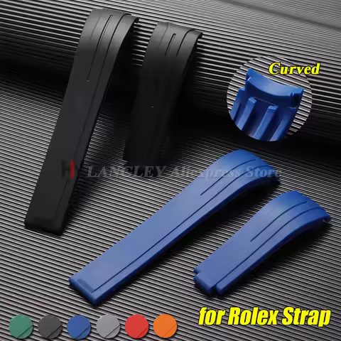 20mm 21mm 22mm Curved End Silicone Strap for Rolex DAYTONA SUBMARINER Yacht-Master GMT Explorer Wris