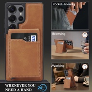 For Samsung S26 Ultra/S25 Ultra Detachable Magnetic Card Holder Case, Auto Pop-up Wallet Leather Cov