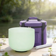 Hye-eun 8inch 440hz/432hz Light Green Quartz Frosted Crystal Singing Bowl with Bag