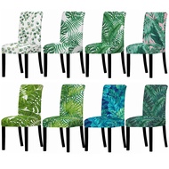 Green Leaves Elastic Chair Cover Universal Size Printed Spandex Stretch Chair Covers for Dining Banquet Home Hotel Wedding Decor