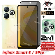 Infinix Smart 8 2024 Hot 40 Pro คลุมทั้งหมดส่วนตัวปกป้องหน้าจอป้องกันการสอดแนมสำหรับ Infinix Smart 8 8Pro Smart8 Hot 40 Pro 40i 40Pro Plus + 4G 5แก้วแบบเทมเปอร์กันแอบดูฟิล์มติดกระจกเพื่อความเป็นส่วนตัว