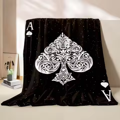 6 Sizes Card Poker Ace Art Printed Blanket Warm Soft and Comfortable Home Travel Blanket Office Sofa