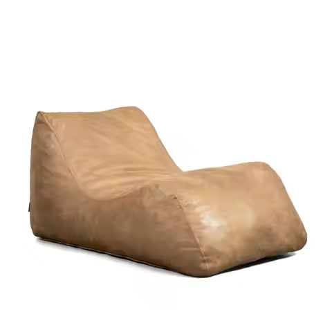 Delmont Lounger, Foam Filled Bean Bag Chair, Vintage Tan Vegan Suede, Vegan Leather, 4.5 Feet
