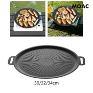 [ Grilling Pan Round BBQ Griddle Cookware Nonstick Coating Frying Pan Korean BBQ Pan for Grill Campfire Kitchen Stovetop Indoor