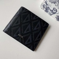 DIOR dior Triangle Printed Fabric and Genuine Leather Cowhide Half Fold Short Wallet Wallet DIOR