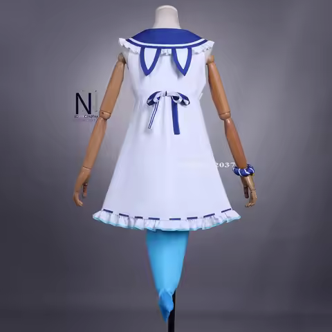 VTuber Cosplay Costume Anime Little Shark Saba Role Playing Clothes Cute Blue Dress Uniform for Wome
