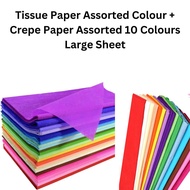 Tissue Paper Assorted Colour + Crepe Paper Assorted 10 Colours Large Sheet