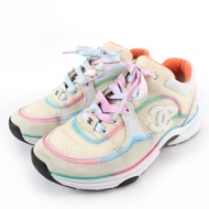 狀況極佳☆香奈兒 G34360 Coco Mark 繫帶低筒運動鞋，多色，37顏色，帶盒子和防塵袋，意大利製造，女款。