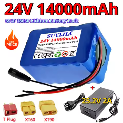 18650 battery lithium 24V 14Ah 25.2V 14000mAh 6S4P battery pack moped battery 500W with BMS+25.2V 2A