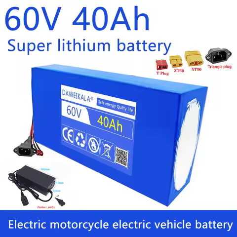 60V 40Ah Battery 18650 battery pack 60V E-BK Lithium Battery Pack BMS High-Power Battery 67.2V charg