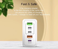 120W ／160W多口雙PD充電器插座USB快充💯適用蘋果安卓華為小米TypeC充電插頭 US/EU/UK插頭出差旅行必備世界通行火牛