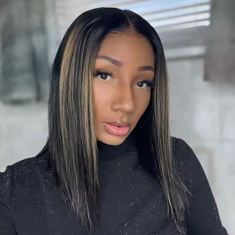 Wear and Go Glueless Bob Wigs Human Hair Pre Plucked Pre Cut P1b/27 10 IN 5x5 HD Lace Closure Wig Hi