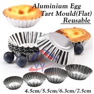 1pc Reusable Aluminium Egg Tart Mould(Flat)/Shell Tart Mould Cup Flower Edge Shape/Acuan Fruit Tart/