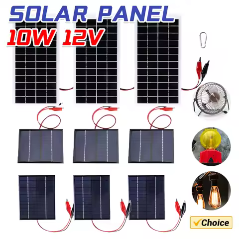 10W Solar Battery Charger with Carabiner 12V Cells Power Bank Polysilicon Solar Power Charger Portab