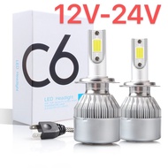 หลอดไฟหน้า รุ่น C6 LED 1คู่12V-24V ของแท้ ขั้ว H1 H3 H4 H7 H11 9006(HB4) 9005(HB3)