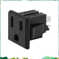 AC 125V 15A Panel Mount US Outlet Power Socket Black