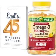 Lual's 45 Diabetes Decoded bundle with Spring Valley Omega-3 from Fish Oil | Fish Oil Omega 3 Supple