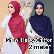Tudung Shawl Chiffon 2 Meter Selendang Ironless Hitam Putih Keknis Hijab Shwal Heavy Chiffon Black White Nikah Murah