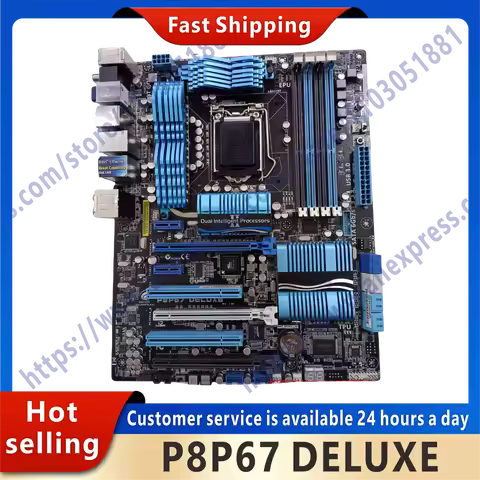 Used P8P67 Deluxe Computer Motherboard LGA 1155 DDR3 For Intel P67 P8P67 Desktop Mainboard