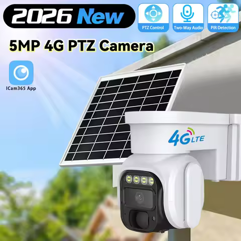 5MP HD 4G Sim Card Security Camera Outdoor IP Camera Solar Panel Charge PIR Detect Automatic Alarm W
