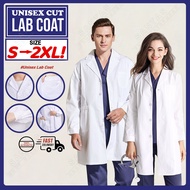 Button Cuffs White Lab Coat Long Sleeves Baju Scrub Medical Baju Doktor Nurse Uniform Lab Gown Makma