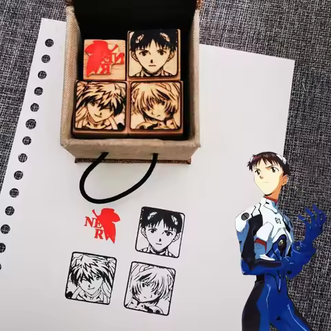 EVANGELION EVA NERV Rei Shinji Asuka Decoration Stamp Anime Wooden Rubber Stamps for Scrapbooking Co
