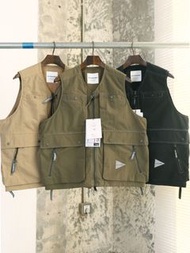 AND WANDER tough nylon vest多口袋純色水洗釣魚戶外露營背心馬甲