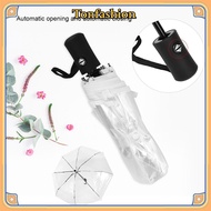 TONFASHION Transparent Umbrella, Transparent Automatic Automatic Folding Umbrella, Portable 3-fold F