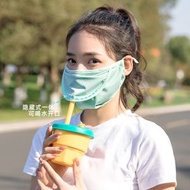 內地直送 - 防晒口罩女夏季透气两用面罩防紫外线冰丝薄款遮阳骑行防护-绿色 均码