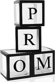 Trandraft 4 Pcs Prom Boxes with Letters 11.8 x 11.8 x 11.8 Inch Clear Prom Boxes Transparent Balloon