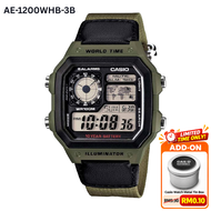 [100% ORIGINAL] CASIO AE-1200WH ORIGINAL MAN DIGITAL WORLD TIME 10 YEAR BATT LIFE STEEL WATCH