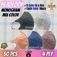 Monogram&amp;plain Mars 6D mask Earloop/Headloop 4 ply Hijab/Telinga 10pcs/50pcs  &amp; 3D Face Mask Design HL/EL