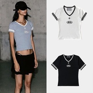 Badblood 91 V-Neck Jersey Women Slim T-Shirt - Light Blue