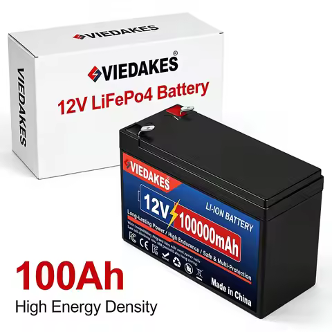 VIEDAKES 12V 100Ah LiFePO4 Battery with Charger High Capacity Fast Shipping Batería de litio fosfato