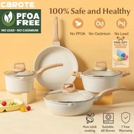 Carote Nonstick Pan Kitchen Cookware Set 4 Pieces Wok One Piece Die Cast Fit All Stoves