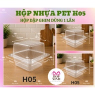 100 - 500 Disposable H05 Staple PET Plastic Boxes – Transparent Square Boxes for Cakes / Pretty Boxe