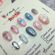 [NO PO ready instant sameday bandung] itnialsbylala PREMIUM press on nails y2k korean cute ribbon cu