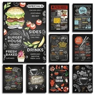 Blackboards Food Menu Burger Coffee Seafood Crab Poster and Print for Restaurant Kitchen Decor