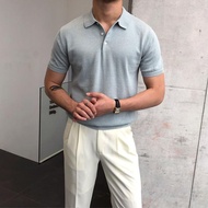 T Shirt/Shirt Men/Shirt/Shirt/POLO/POLO Shirt/Men's Shirt/Cotton T-Shirt/New Style Summer Knitwear Thin Style Men's Slim-fit Casual POLO Shirt Korean Version Fashion Simple T-Shirt Short-Sleeved Trendy Men