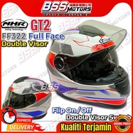 MHR Full Face GT2 Helmet Design Double Visor FullFace FF322 E3 RED/BLUE (SIRIM) Removeable Padding S