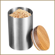 Stainless Steel Coffee Canister 250ml Kitchen Food Storage Container with Wood Lid Food Container fo
