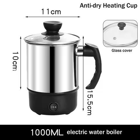 Home Kettle Electric Cooker Kettle Mini Anti-Dry-Boil Electric Heating Cup 11/12/13/14cm Portable Tr