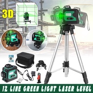 3D Green Light Laser Level 12 Lines 360° Horizontal & Vertical Cross Measure Level