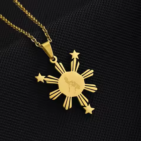 Philippine Map Flag Pendant Necklace for Women Men Gift Stainless Steel Jewelry Accessories
